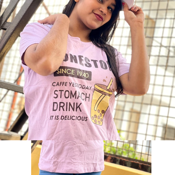 DTF Printed ladies T shirt | Half Sleeve Plain | Regular Fit Ladies T Shirt for Women & Girls | - Image 2