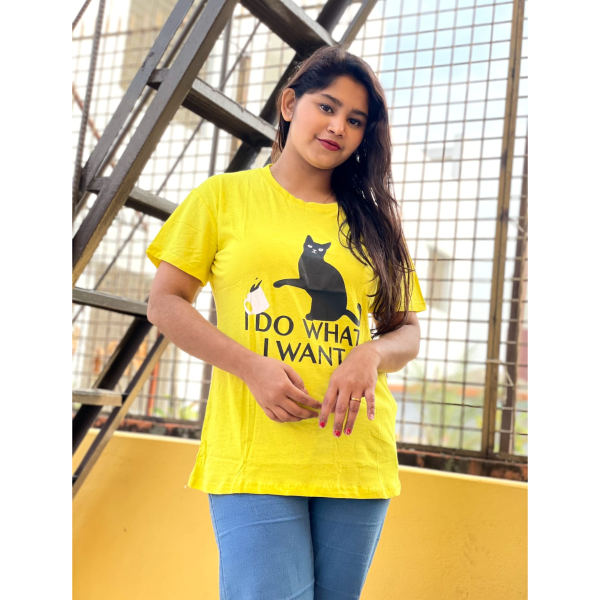 DTF Printed ladies T shirt | Half Sleeve Plain