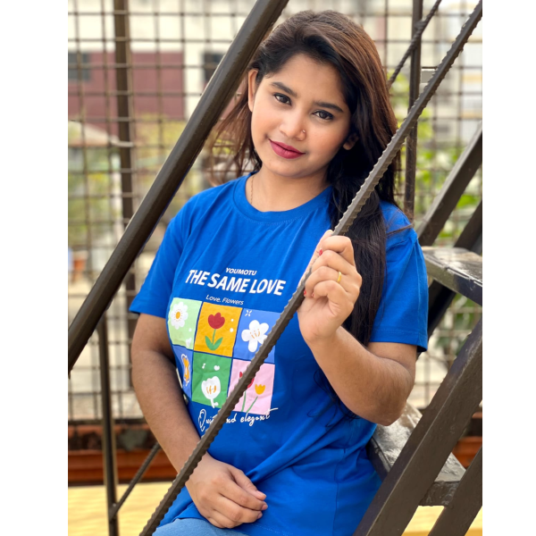 DTF Printed ladies T shirt | Half Sleeve Plain